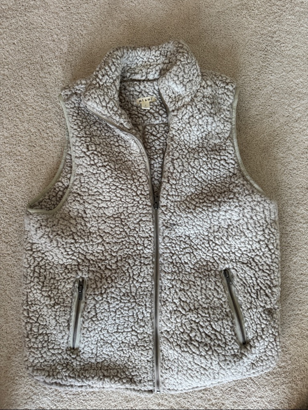 miami Plush Sherpa Zip Jacket in Light Beige